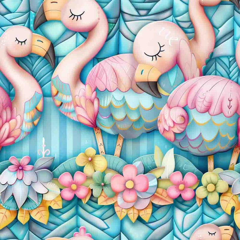 TRICOL. TROPI FLAMINGOS - 100% ALGODÃO DIGITAL - 91181/001D