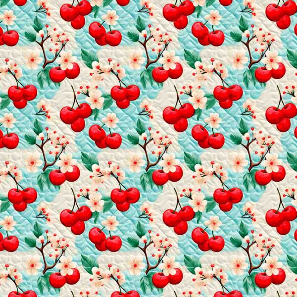 TRICOL. FRUTAS PATCH CEREJAS 100% ALGODÃO - 92703/001D
