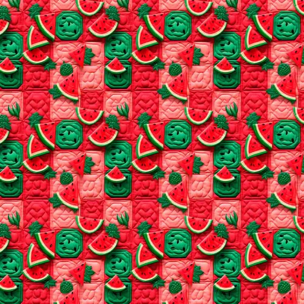 TRICOL. FRUTAS PATCH MELANCIAS  100% ALGODÃO - 92708/001D