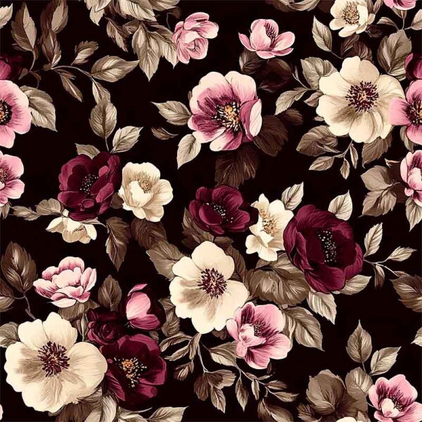 JN25 - TRICOL. DIGITAL 100% ALGODAO -  COLEÇÃO BORDEAUX - FLORAL BORDEAUX 2