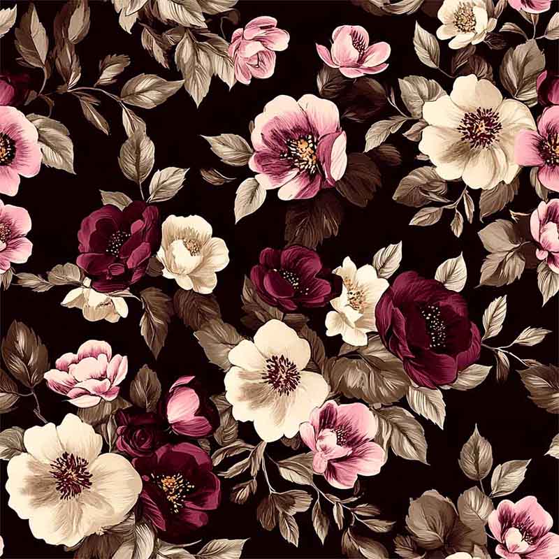 JN25 - TRICOL. DIGITAL 100% ALGODAO -  COLEÇÃO BORDEAUX - FLORAL BORDEAUX 2