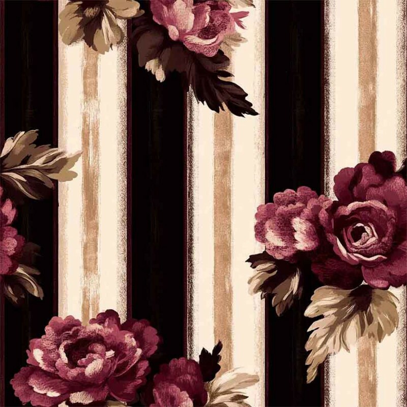 JN25 - TRICOL. DIGITAL 100% ALGODAO -  COLEÇÃO BORDEAUX - FLORAL BORDEAUX LISTRADO