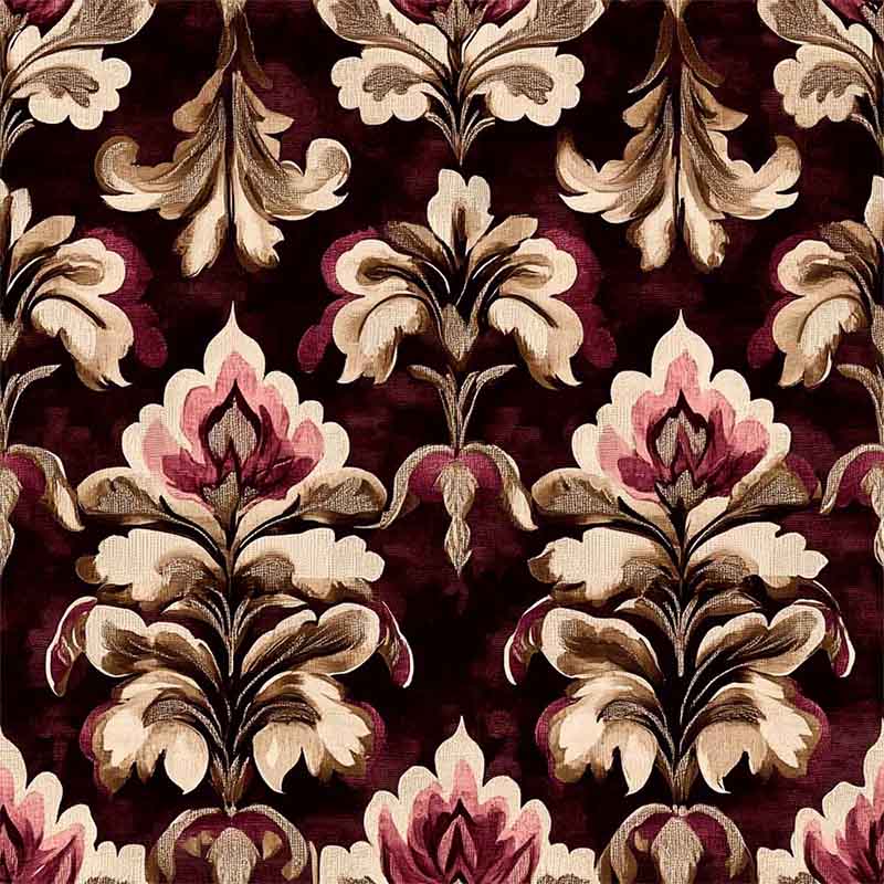 JN25 - TRICOL. DIGITAL 100% ALGODAO -  COLEÇÃO BORDEAUX - DAMASK BORDEAUX