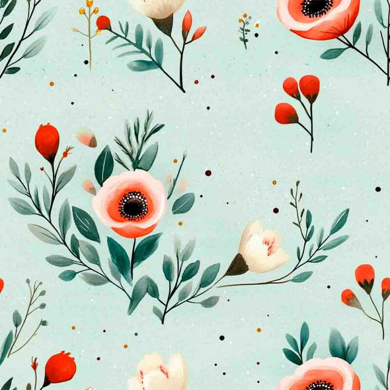 AG25 - TRICOL. FLORAL COM BOTÕES ACQUARED 100% ALGODÃO DIGITAL - 94576/001D