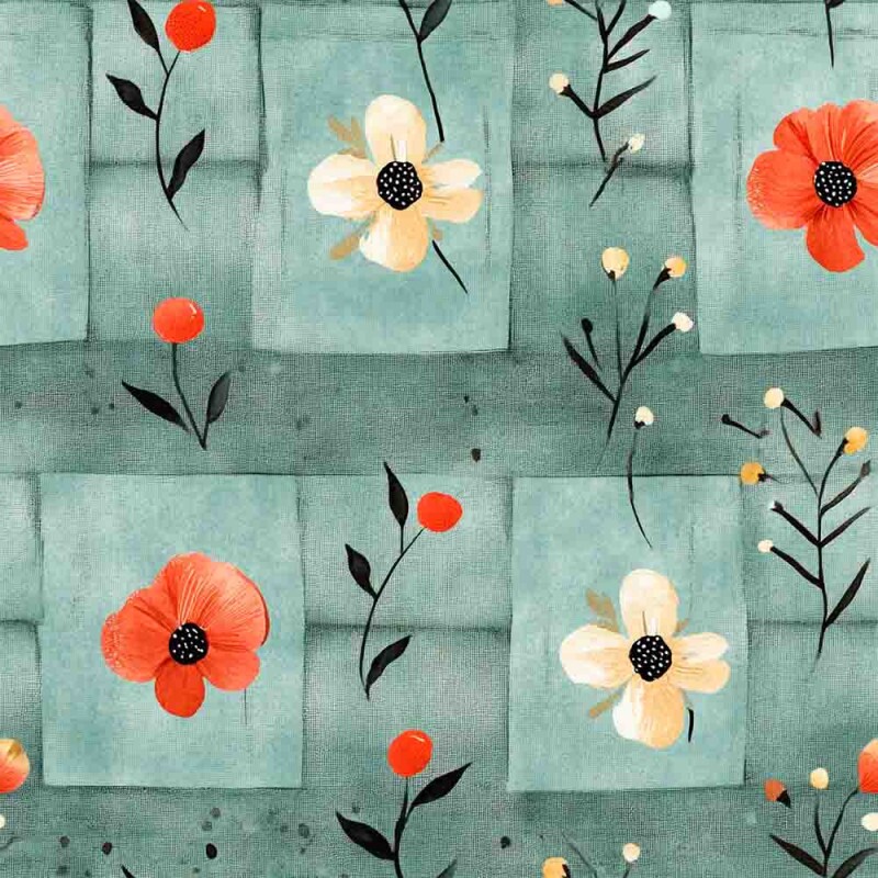 AG25 - TRICOL. PATCH FLORAL ACQUARED 100% ALGODÃO DIGITAL - 94578/001D