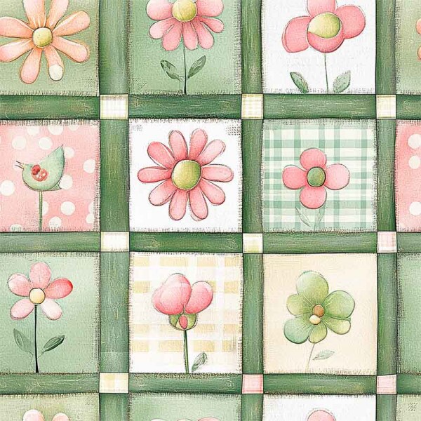 JL25 - TRICOL. DIGITAL 100% ALGODAO - COLEÇÃO VALENTINA - QUADROS COM FLORES VAL - 94759/001D