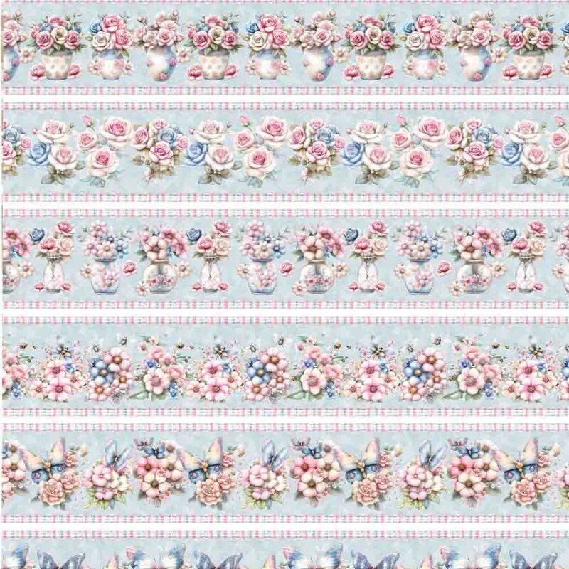 JL25 - TRICOL. DIGITAL 100% ALGODAO - COLEÇÃO BARRADOS - FLORES PASTEL 95371/001D