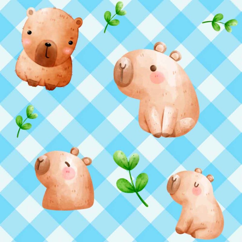 TRICOL. COLEÇÃO CAPIVARA - CAPIVARA AZUL - 100% ALGODÃO - 98161/001D