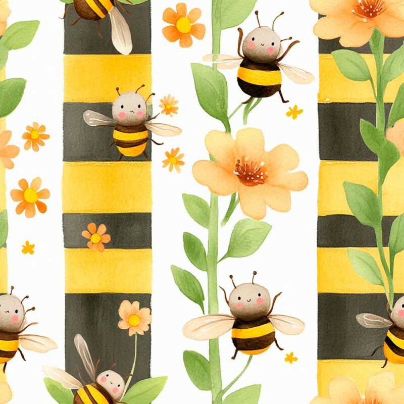 JL25 - TRICOL. DIGITAL 100% ALGODAO - COLEÇÃO BEE LOVE - LISTRA AMARELA - 97438/001D