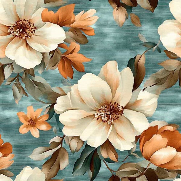 JL25 - TRICOL. DIGITAL 100% ALGODAO - COLEÇÃO SUNSET - SS FLOR GRANDE GRAY - 96602/001D