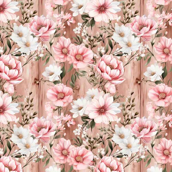 JL25 - TRICOL. DIGITAL 100% ALGODAO - COLEÇÃO WOODEN PINK - WOODEN FLOWERS - 97449/001D