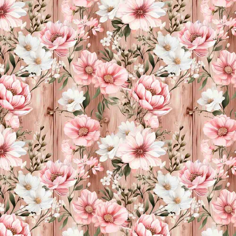 JL25 - TRICOL. DIGITAL 100% ALGODAO - COLEÇÃO WOODEN PINK - WOODEN FLOWERS - 97449/001D