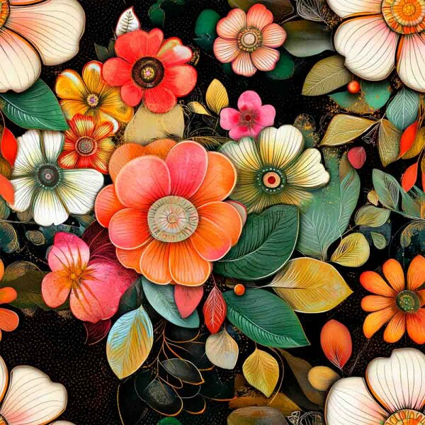 AG25 - TRICOL. EXUBERANCE FLOR CORAL 100% ALGODÃO DIGITAL - 96108/001D