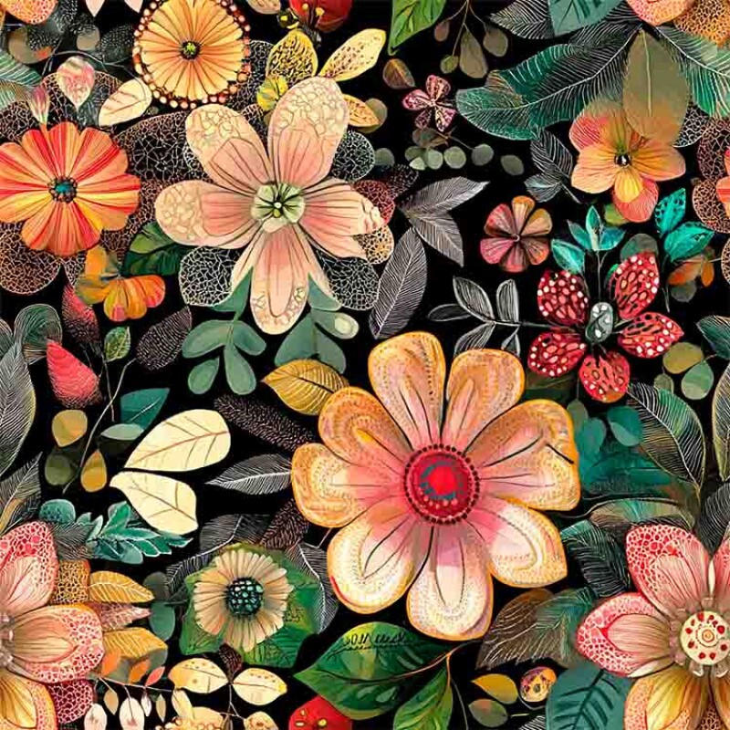 AG25 - TRICOL. EXUBERANCE FLOR SALMÃO 100% ALGODÃO DIGITAL - 96111/001D
