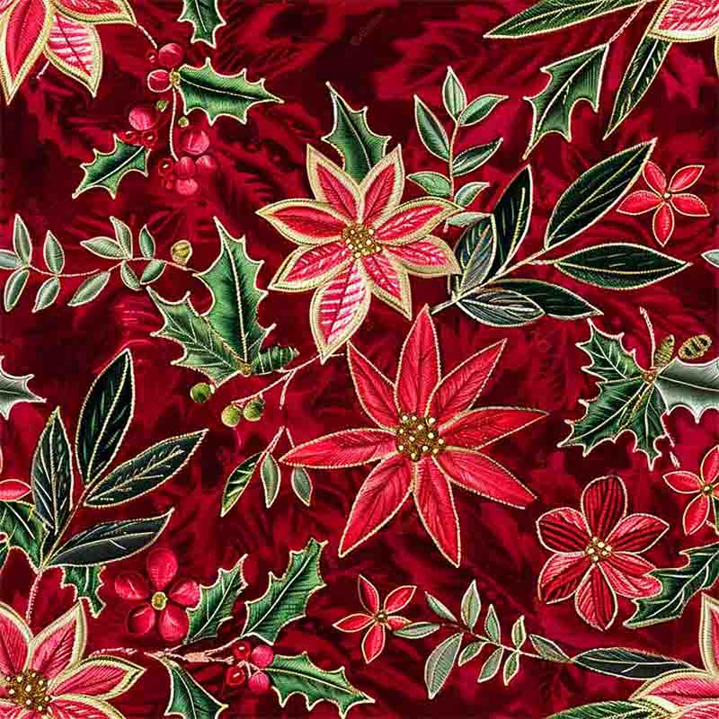 TRICOL. 100% ALGODÃO DIGITAL - NATAL BORDADO VERMELHO