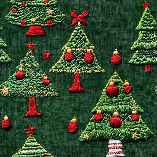 TRICOL. 100% ALGODÃO DIGITAL - NATAL BORDADO ÁRVORE 1