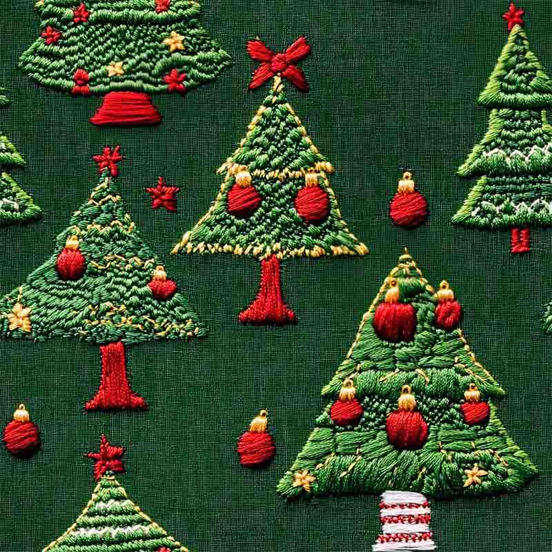 TRICOL. 100% ALGODÃO DIGITAL - NATAL BORDADO ÁRVORE 1