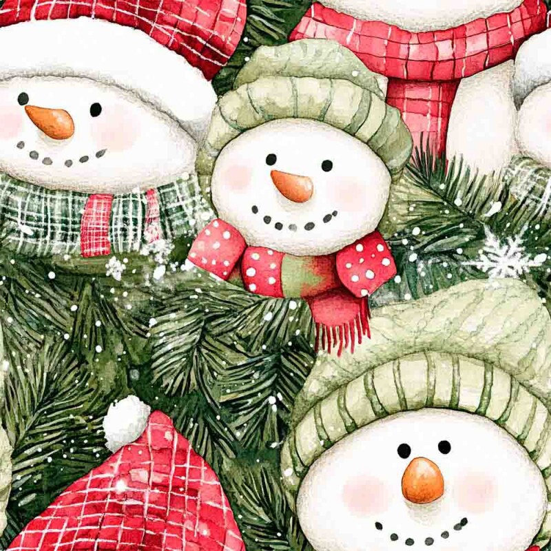 TRICOL. 100% ALGODÃO DIGITAL - NATAL  GREENY SNOWMEN