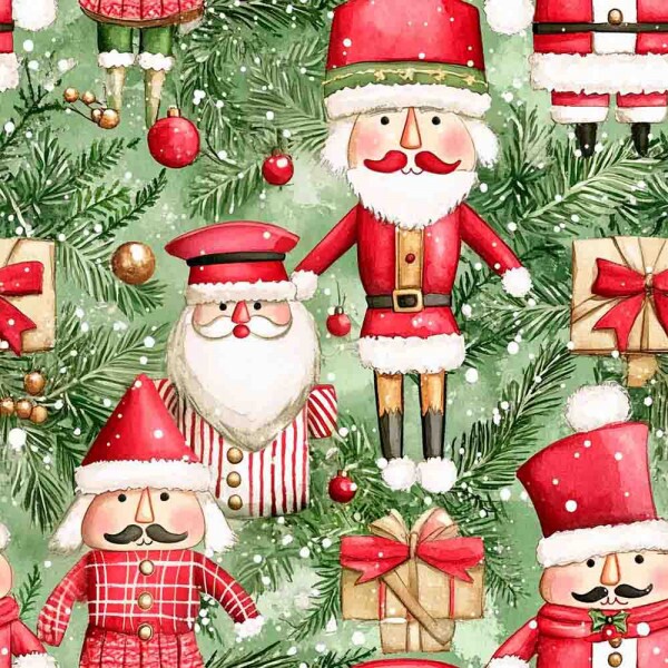 TRICOL. 100% ALGODÃO DIGITAL - NATAL  GREENY NUTCRACKERS