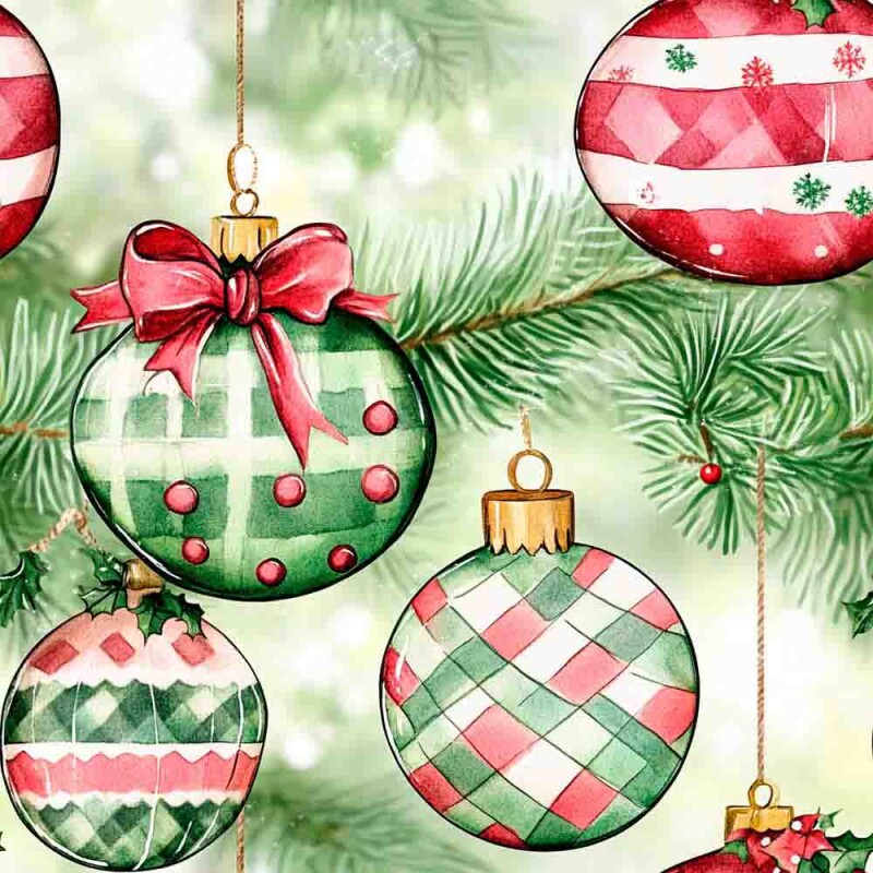 TRICOL. 100% ALGODÃO DIGITAL - NATAL  GREENY ORNAMENTS