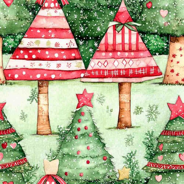 TRICOL. 100% ALGODÃO DIGITAL - NATAL  GREENY TREES
