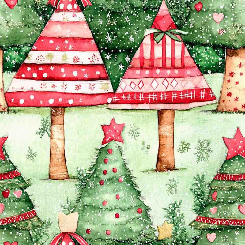 TRICOL. 100% ALGODÃO DIGITAL - NATAL  GREENY TREES