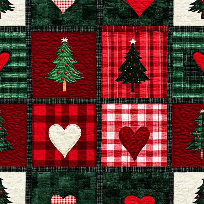 TRICOL. 100% ALGODÃO DIGITAL - NATAL HEARTS AND TREES  HT3