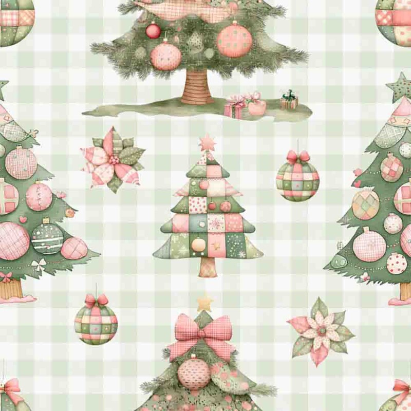 TRICOL. 100% ALGODÃO DIGITAL - NATAL  ÁRVORE CLARINHO