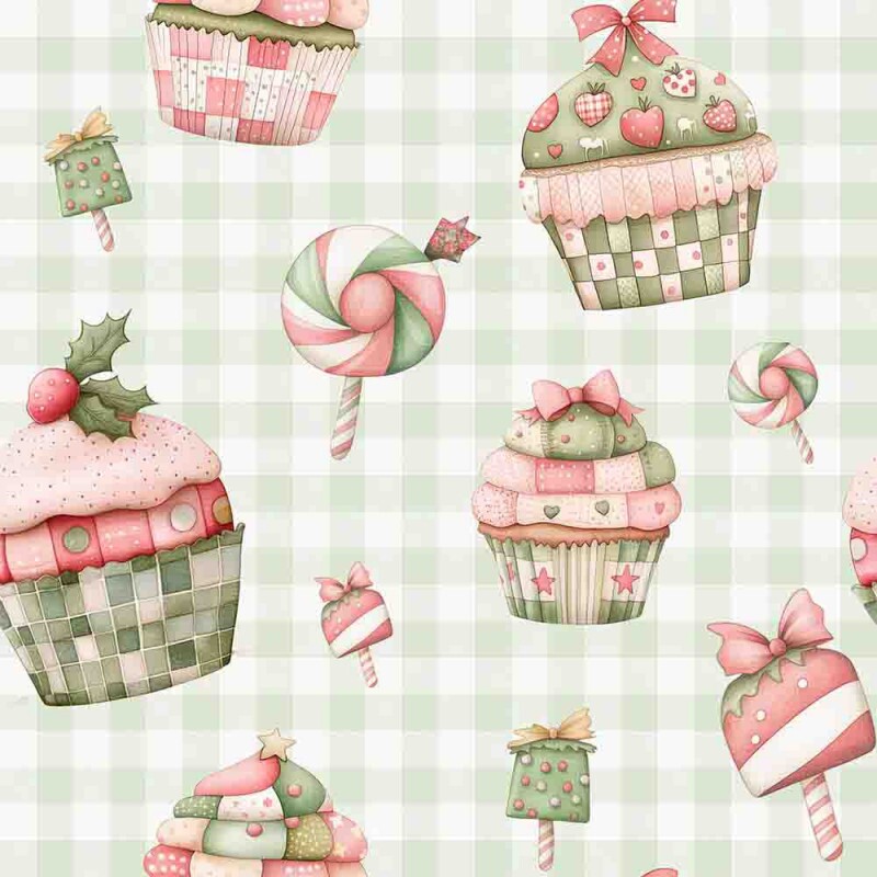 TRICOL. 100% ALGODÃO DIGITAL - NATAL  CUPCAKE CLARINHO