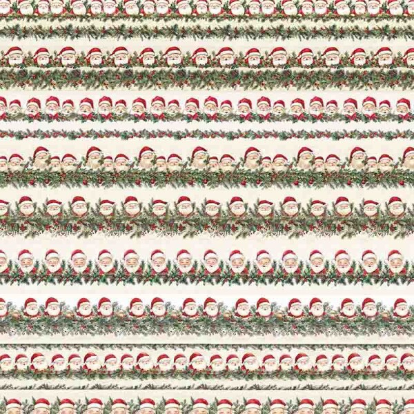 TRICOL. 100% ALGODÃO DIGITAL - NATAL  BARRADO PAPAI NOEL