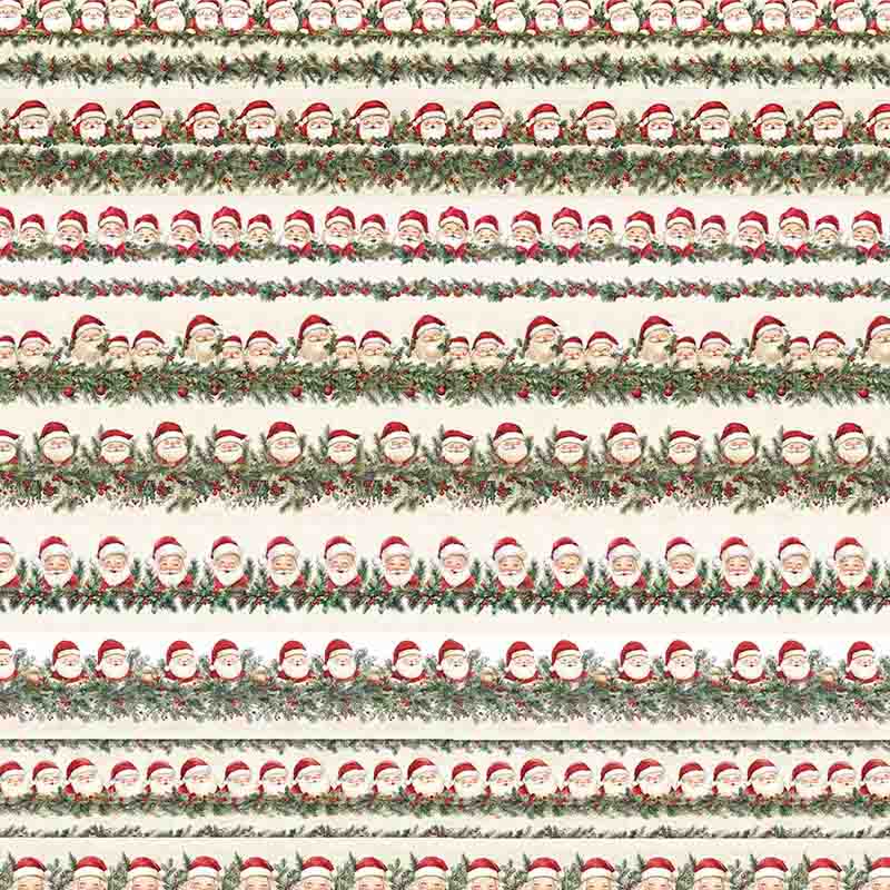 TRICOL. 100% ALGODÃO DIGITAL - NATAL  BARRADO PAPAI NOEL
