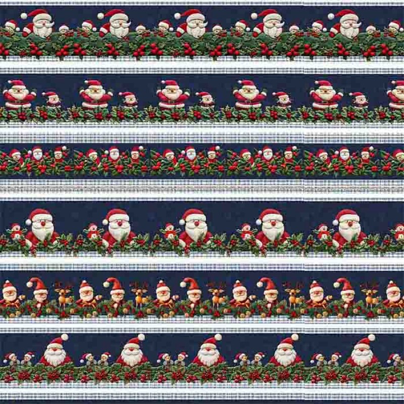 TRICOL. 100% ALGODÃO DIGITAL - NATAL  BARRADO NATAL PAPAI NOEL FELTRO