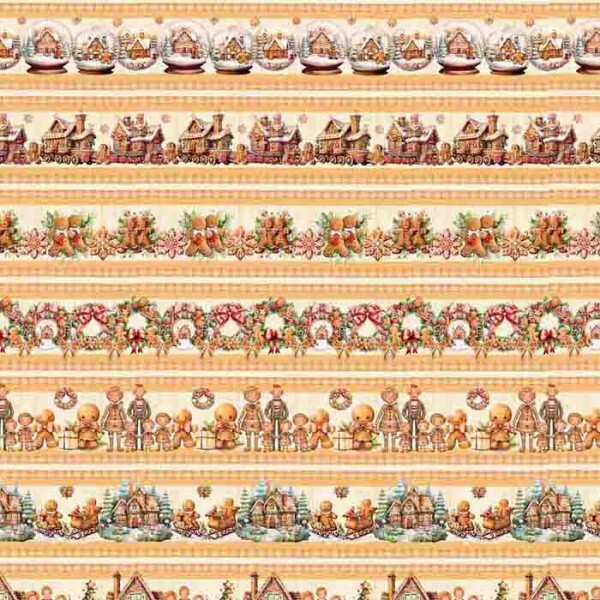 TRICOL. 100% ALGODÃO DIGITAL - NATAL  BARRADO GINGER BREAD