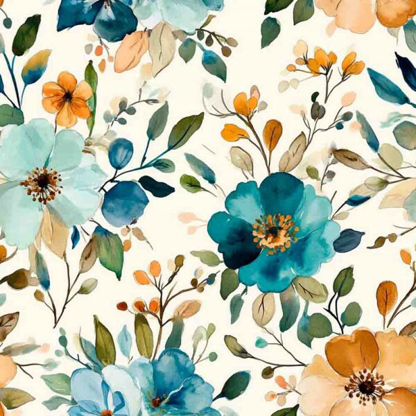 Sarja  Hidrorrepelente Watercolor Blue Gold  100% Algodão 96326/001D