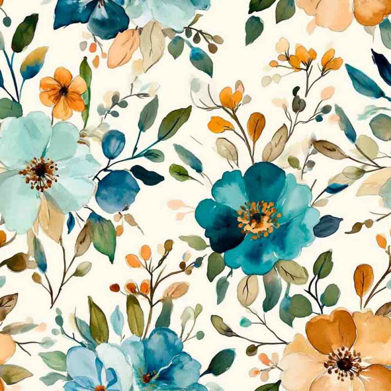 Sarja  Hidrorrepelente Watercolor Blue Gold  100% Algodão 96326/001D