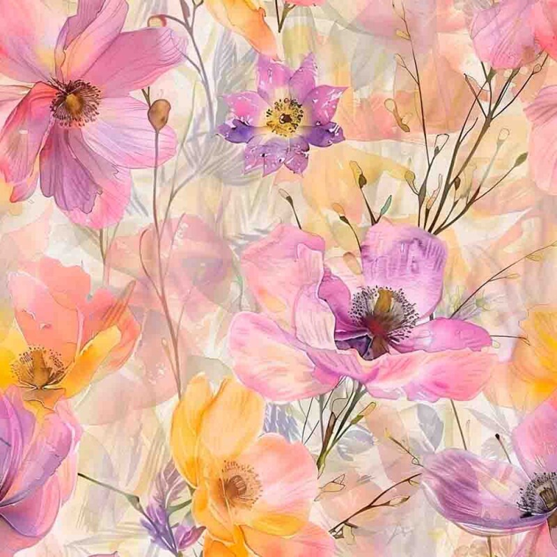 Sarja  Hidrorrepelente Watercolor Lilac  100% Algodão 96323/001D