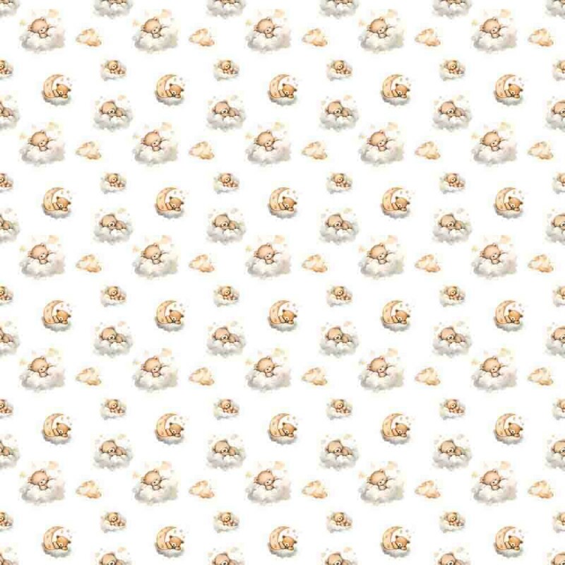 FLANELA ESTAMPADA URSINHO NAS NUVEM - 100% ALGODÃO DIGITAL