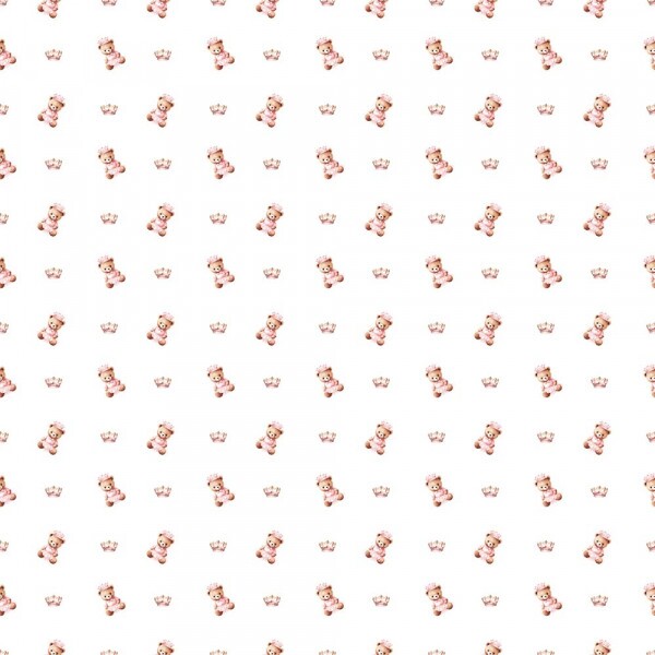 FLANELA ESTAMPADA URSINHO COM COROA - 100% ALGODÃO DIGITAL