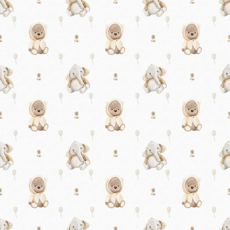 FLANELA ESTAMPADA URSINHO COM ELEFANTE - 100% ALGODÃO DIGITAL