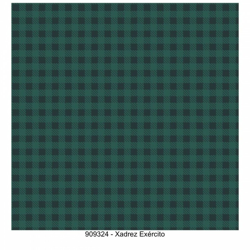 TRICOL. XADREZ VERDE EXÉRCITO - 100% ALGODÃO PREMIUM