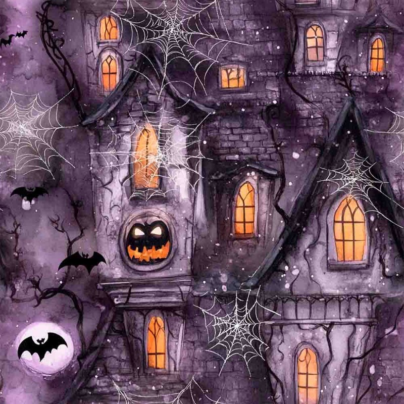 TRICOLINE 100% ALGODÃO - HALLOWEEN 25 - HALL MANSÃO ASSOMBRADA 2
