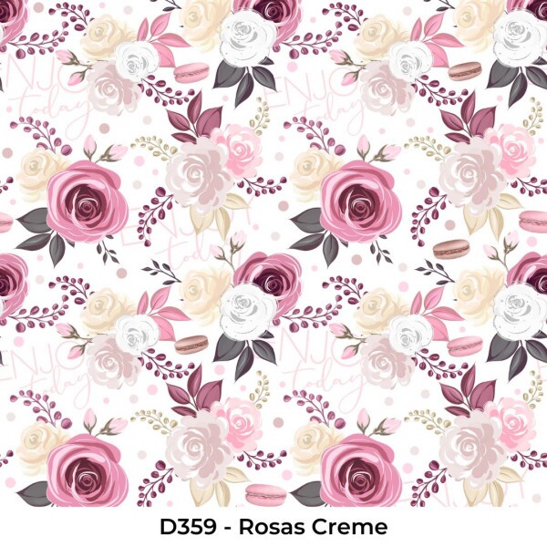 TRICOL. ROSAS CREME - 100% ALGODÃO DIGITAL