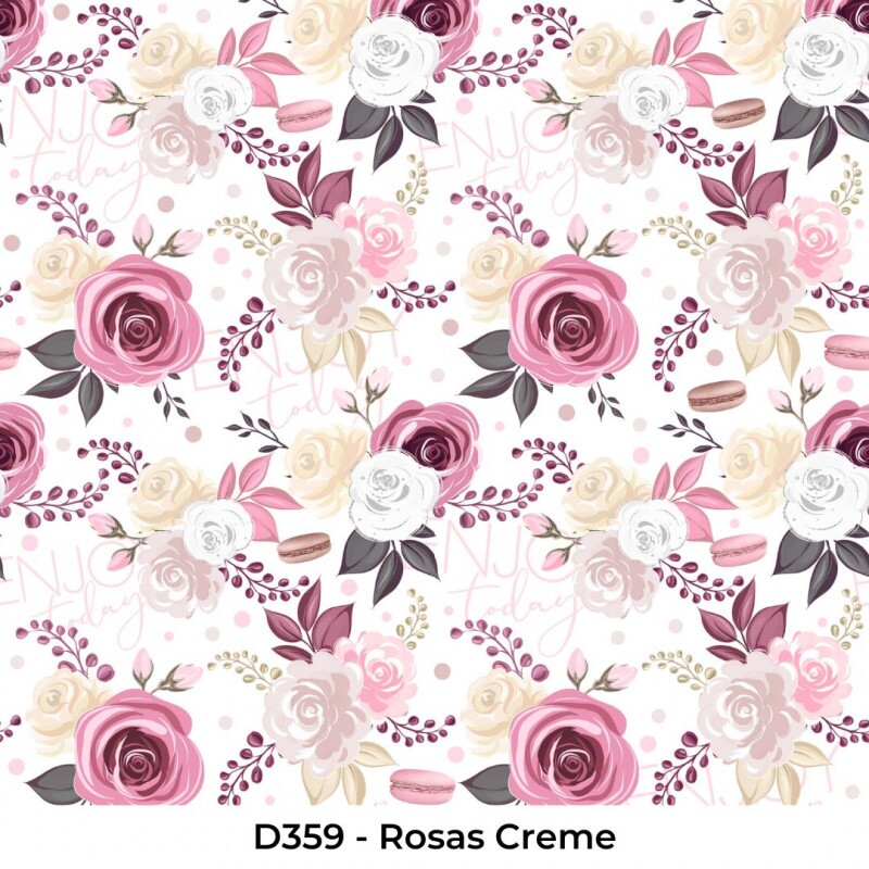 TRICOL. ROSAS CREME - 100% ALGODÃO DIGITAL