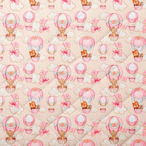 MATELASSÊ BALÕEZINHOS COM BICHINHOS ROSA - 50% ALG 50% SINT