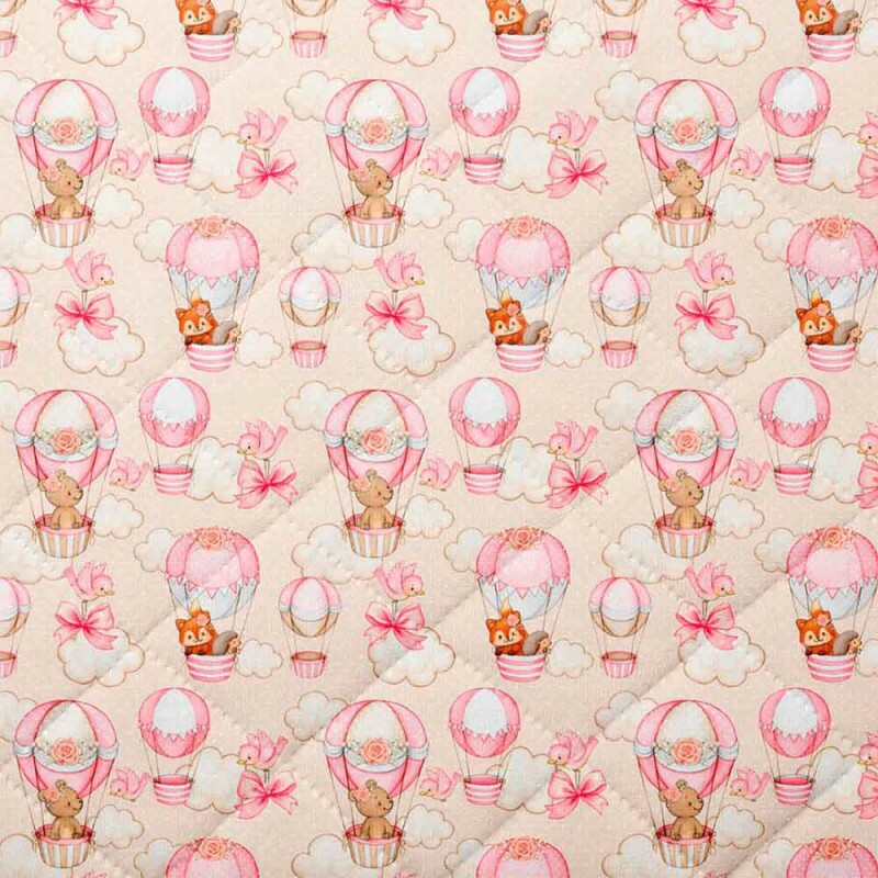 MATELASSÊ BALÕEZINHOS COM BICHINHOS ROSA - 50% ALG 50% SINT