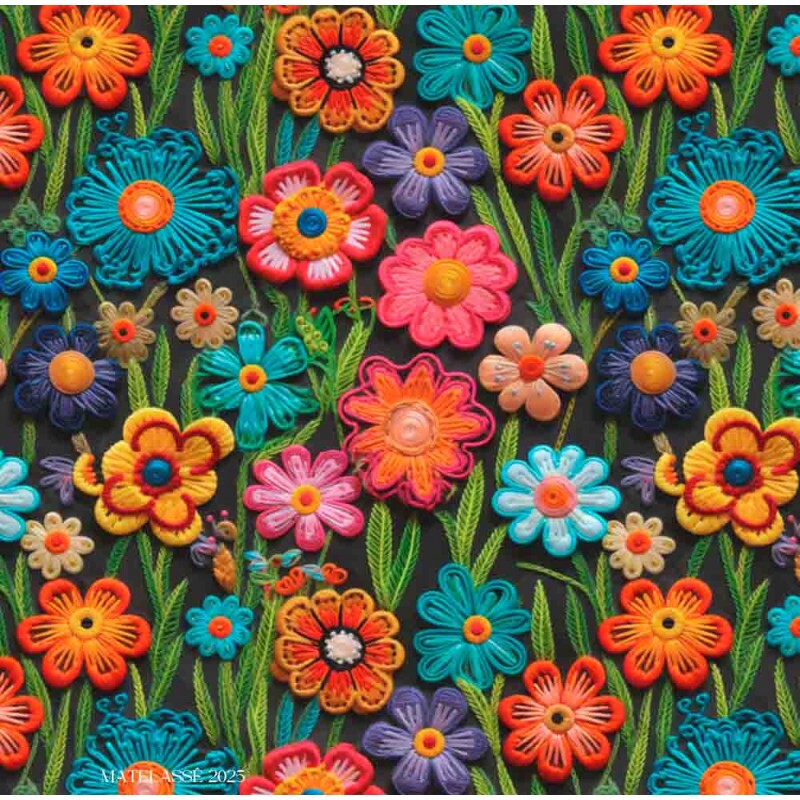 MATELASSÊ FLORAL TRICÔ 50% ALG 50% SINT