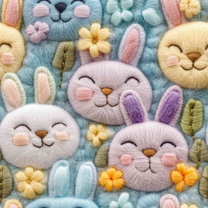 PA26 - TRICOL. COELHOS HAPPY FACES - 100%ALGODÃO - 02247/001D