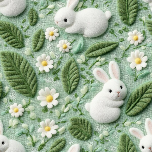 PA26 - TRICOL. COELHOS DAISY VERDE - 100%ALGODÃO - 01982/001D