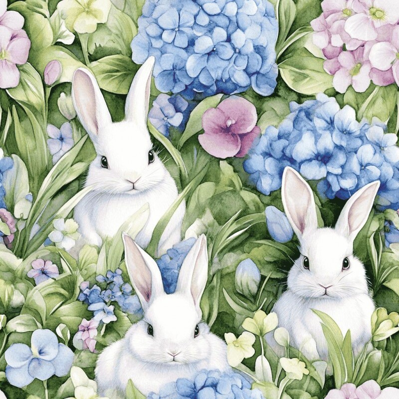 PA26 - TRICOL. SE COELHOS E FLORES - 100%ALGODÃO - 01990/001D